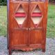 Library in solid oak and walnut, late 19th century