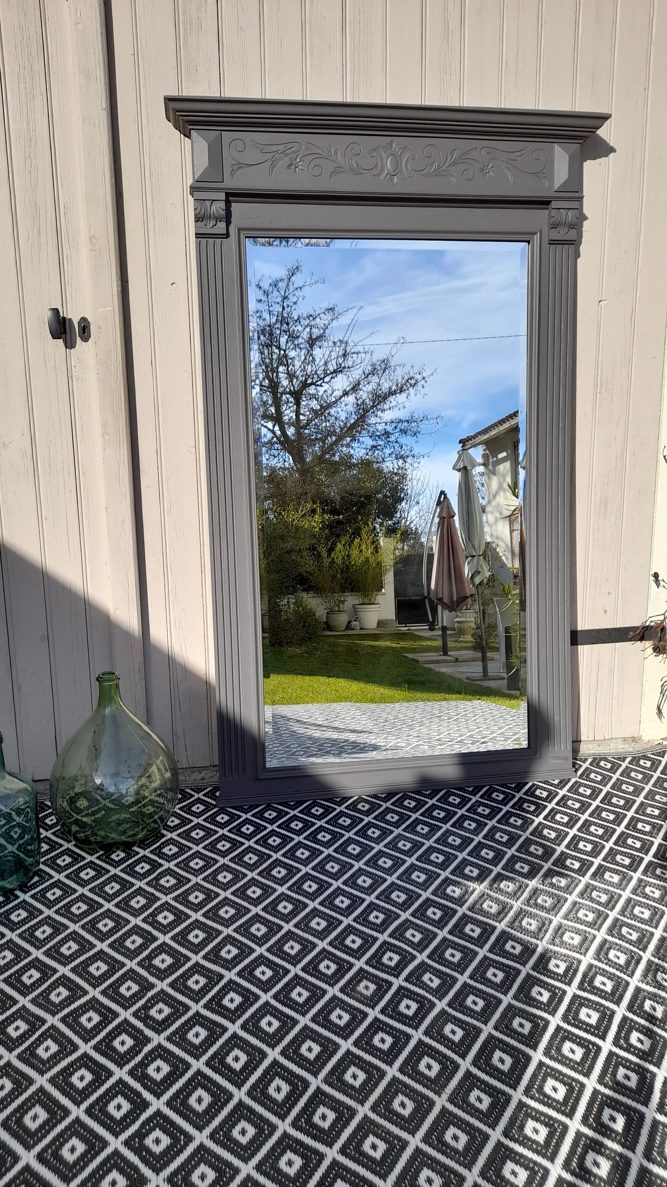 Beveled trumeau mirror