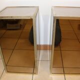 Pair of glass and nickel-plated brass tables from the 1950s