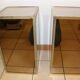 Pair of glass and nickel-plated brass tables from the 1950s