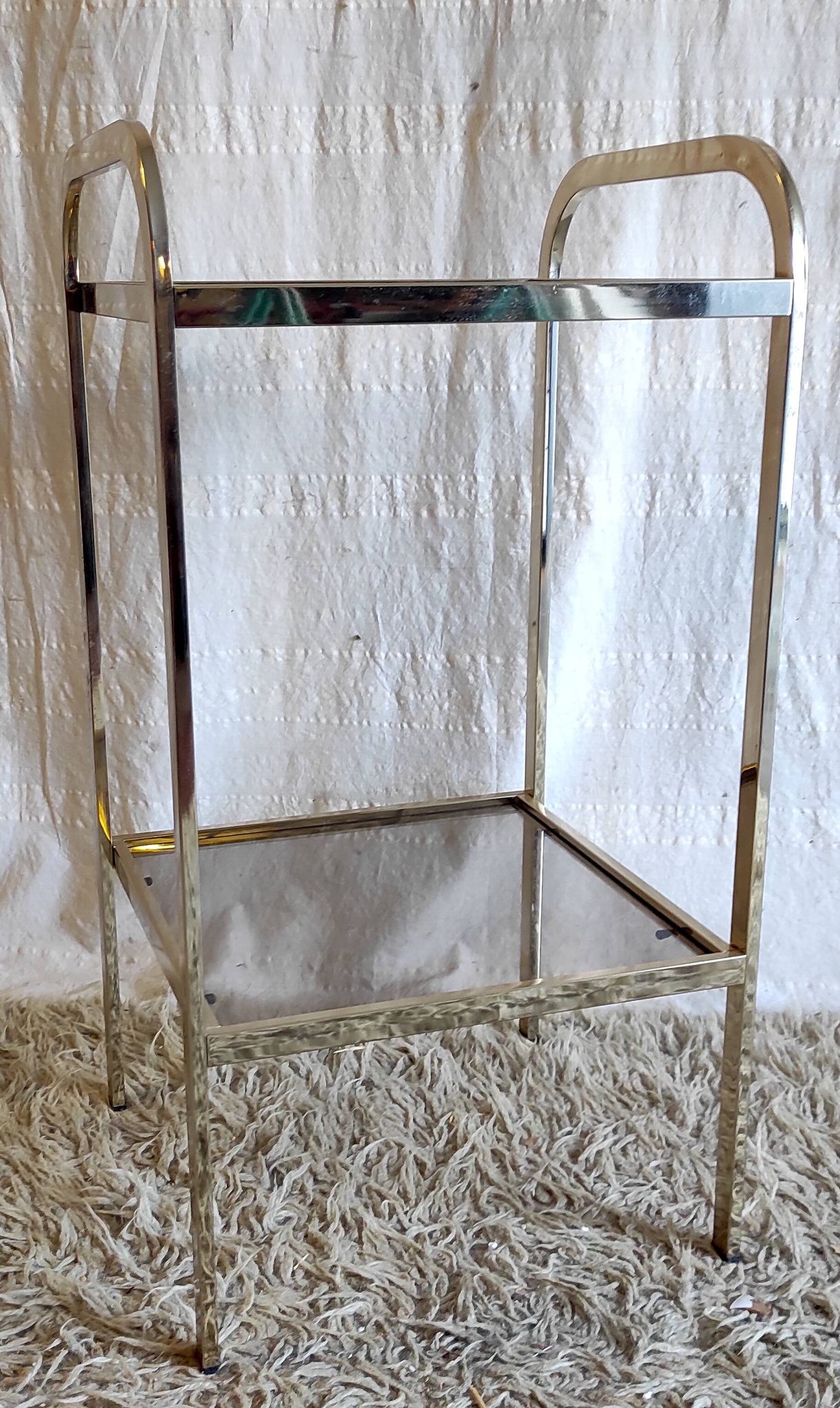 Gold metal and smoked glass side table - 1970s/80s