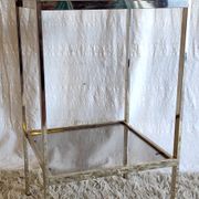 Gold metal and smoked glass side table - 1970s/80s