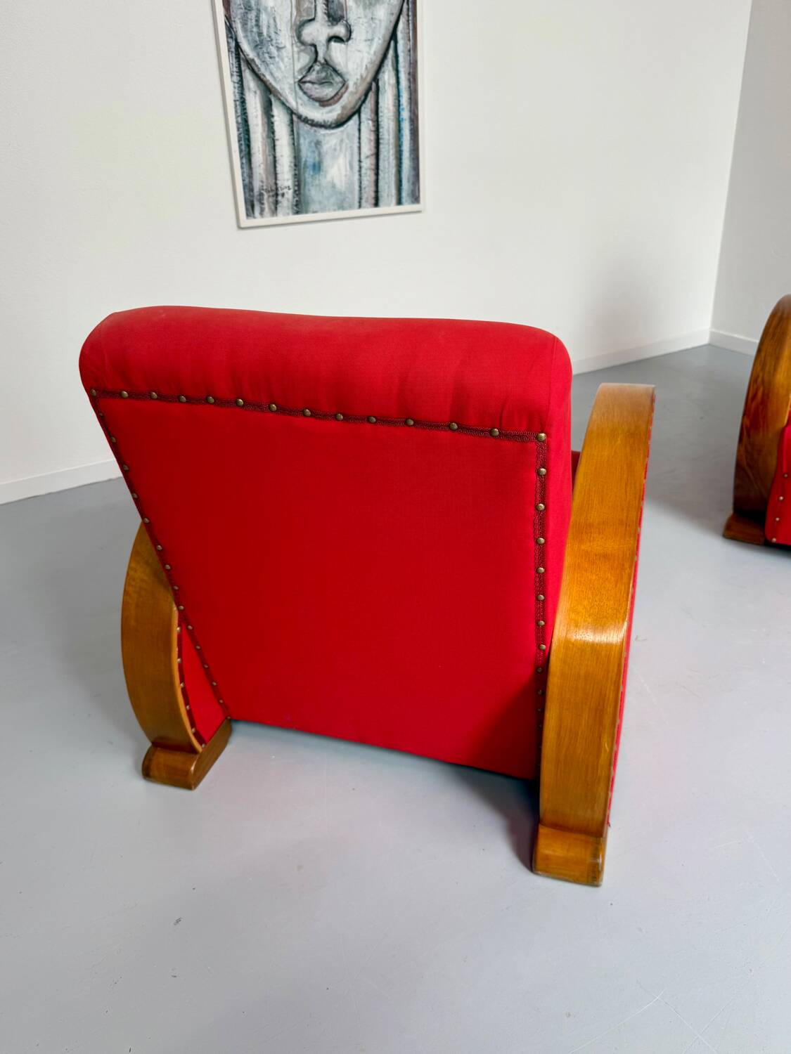 2 anciens fauteuils club art déco années 30 structure bois courbé