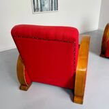 2 anciens fauteuils club art déco années 30 structure bois courbé