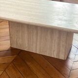 Minimalist design coffee table in unbleached travertine stone