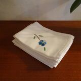 8 napkins embroidered flowers cotton mixed race 40 x 38
