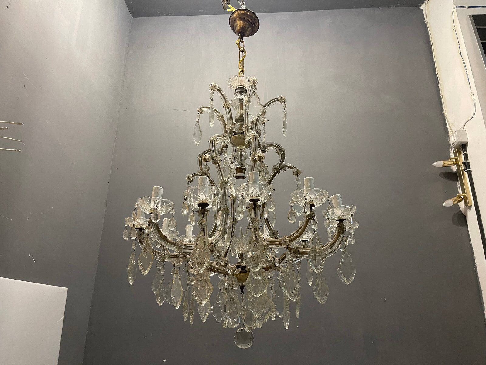 Italian Murano Crystal Chandelier, 1950s