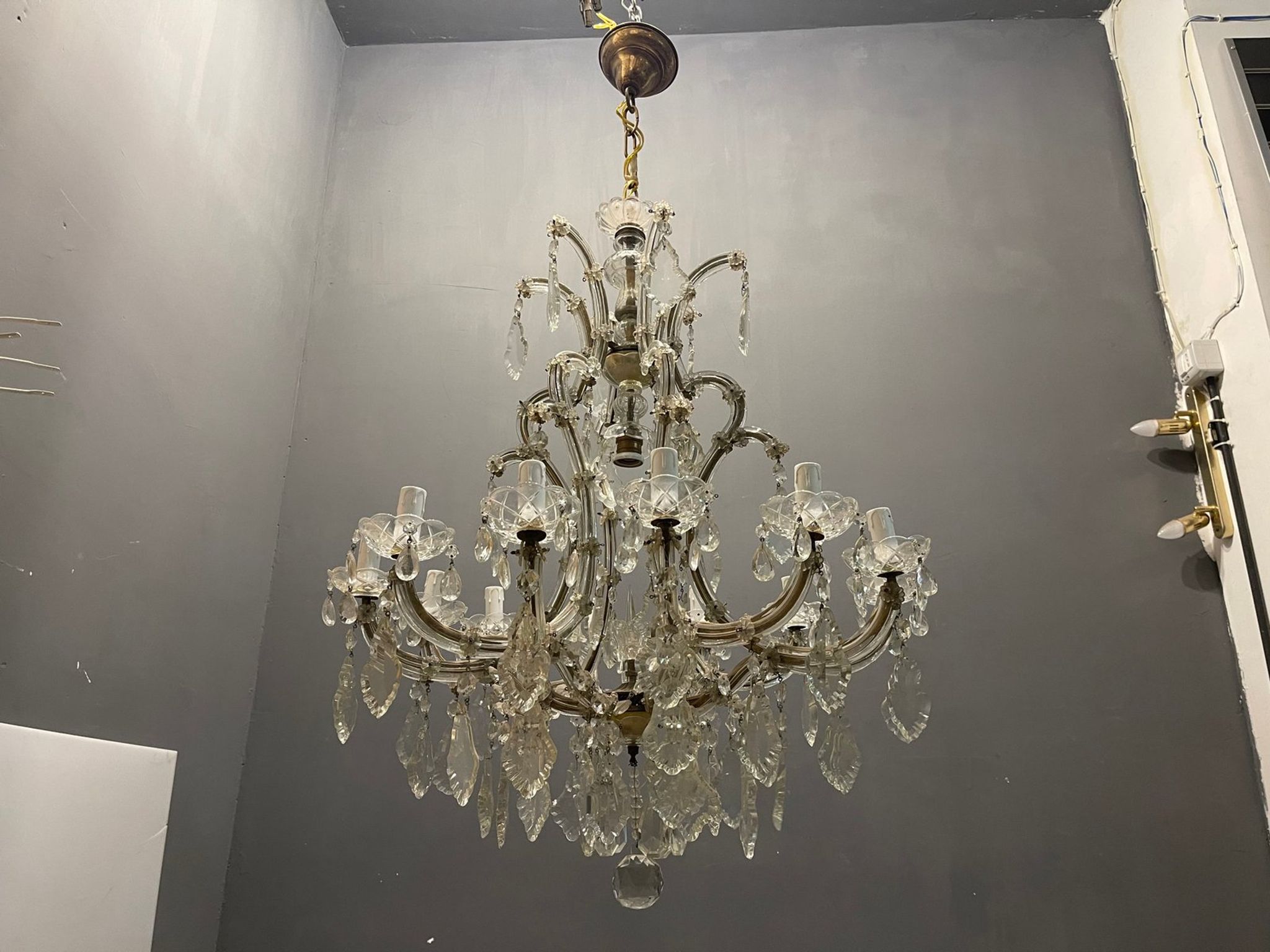 Lustre italien en cristal de murano, années 1950