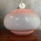 Old Opaline Pendant Light White & Pink 70s Vintage #B844