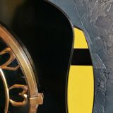 Vintage formica clock rectangular silent wall clock "Lora black yellow"