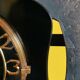 Vintage formica clock rectangular silent wall clock "Lora black yellow"