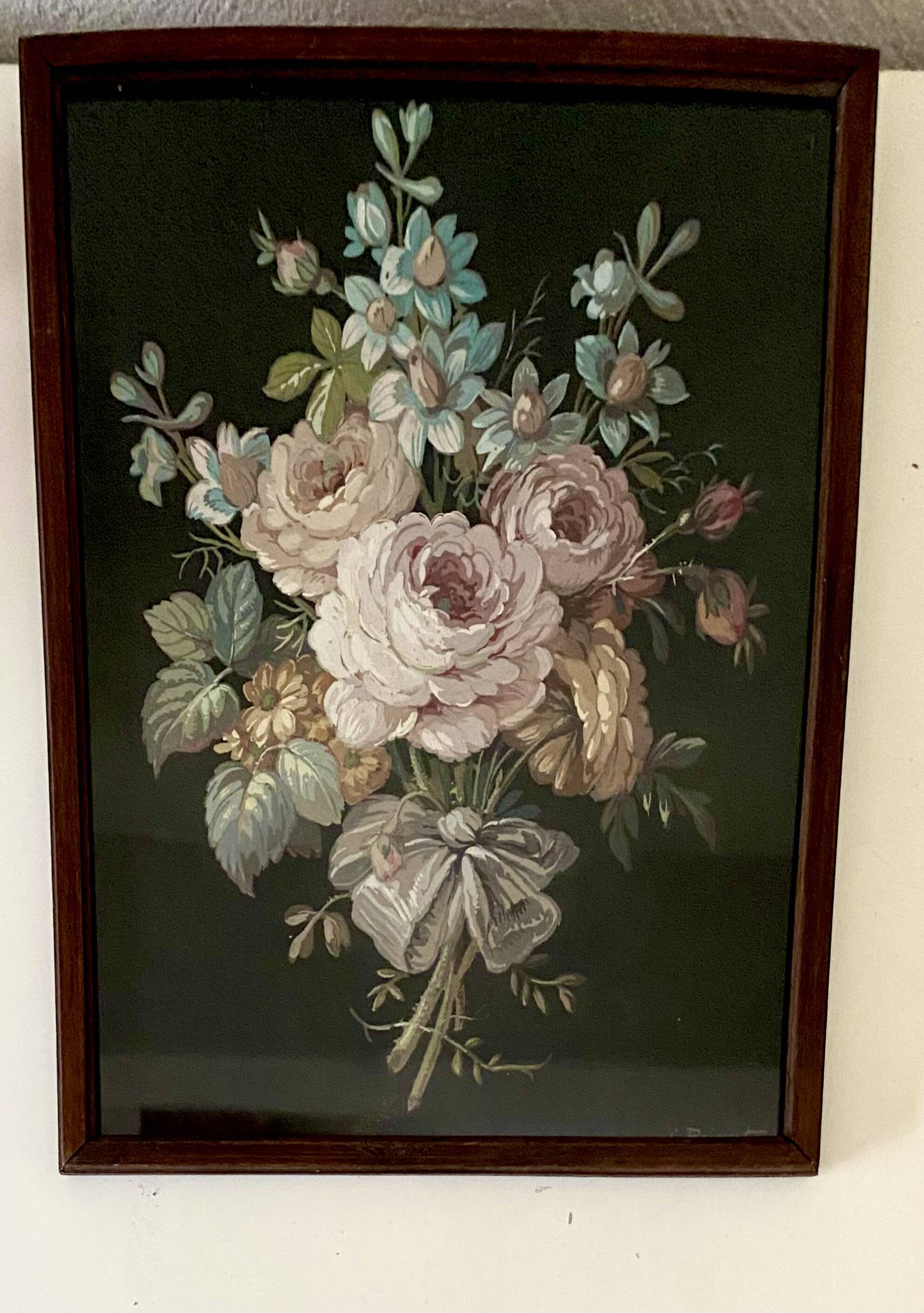 Painting on paper, glazed wooden frame