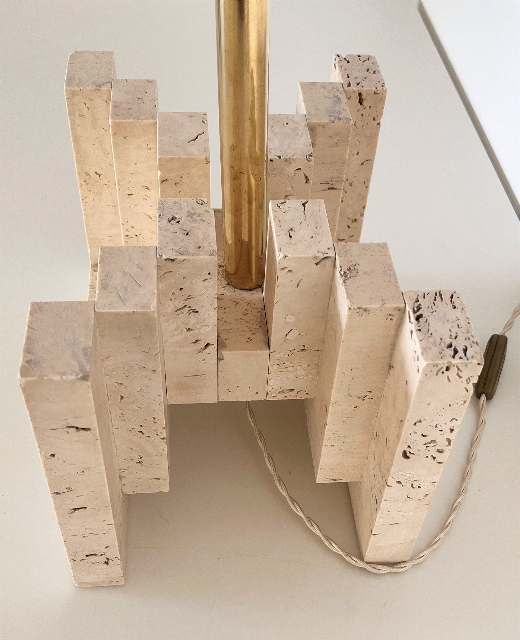 Italian mid-century travertine marble table lamp, 1970s