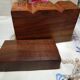 Ancient wooden jewelry box with mirror, engravings and brass décor,Asia India