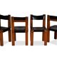 Pierre Chapo. Series of 8 "S11" chairs in elm and leather. 1960s-70s.