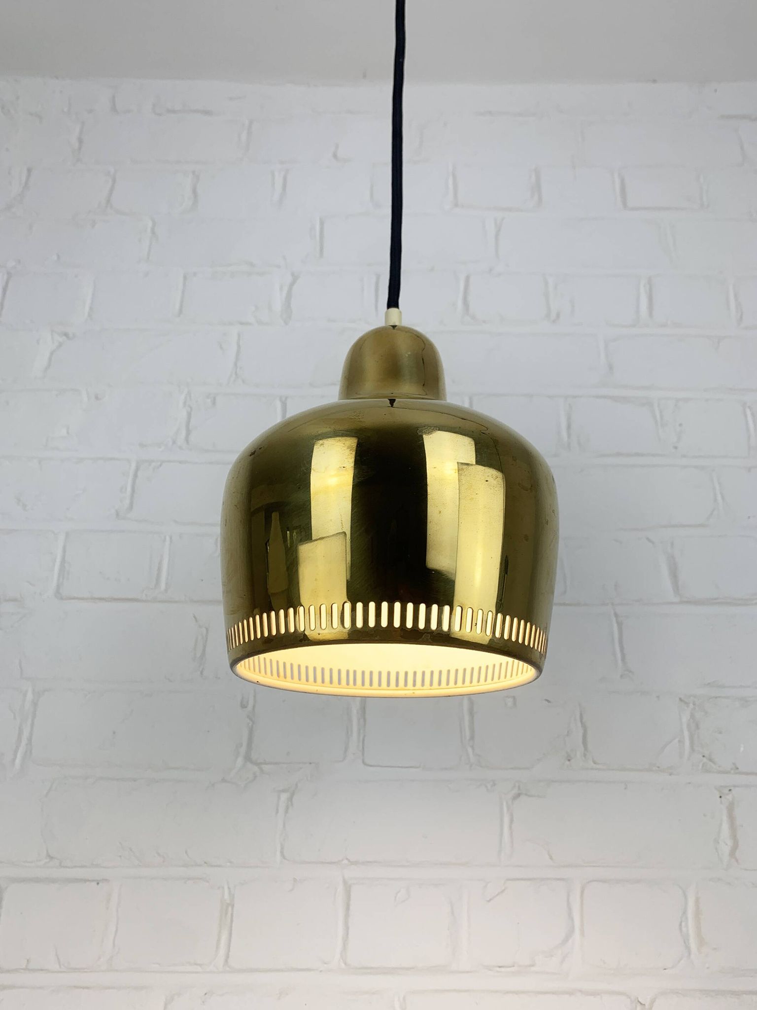 Golden Bell brass pendant light Alvar Aalto Louis Poulsen, Denmark 1950s
