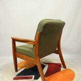 Fauteuil vintage vert boucle 1960 Scandinavian design