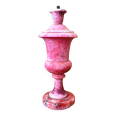 Pink turned alabaster hand carved Italian lamp