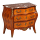 Marquetry Chest of Drawers — Mixed-Wood Veneer, Brass Mounts & Marble Top