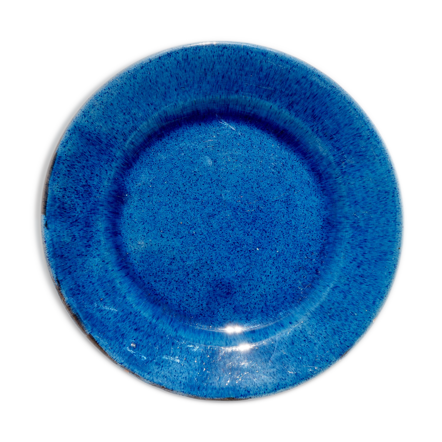XL dish in blue glazed terracotta