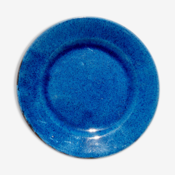XL dish in blue glazed terracotta