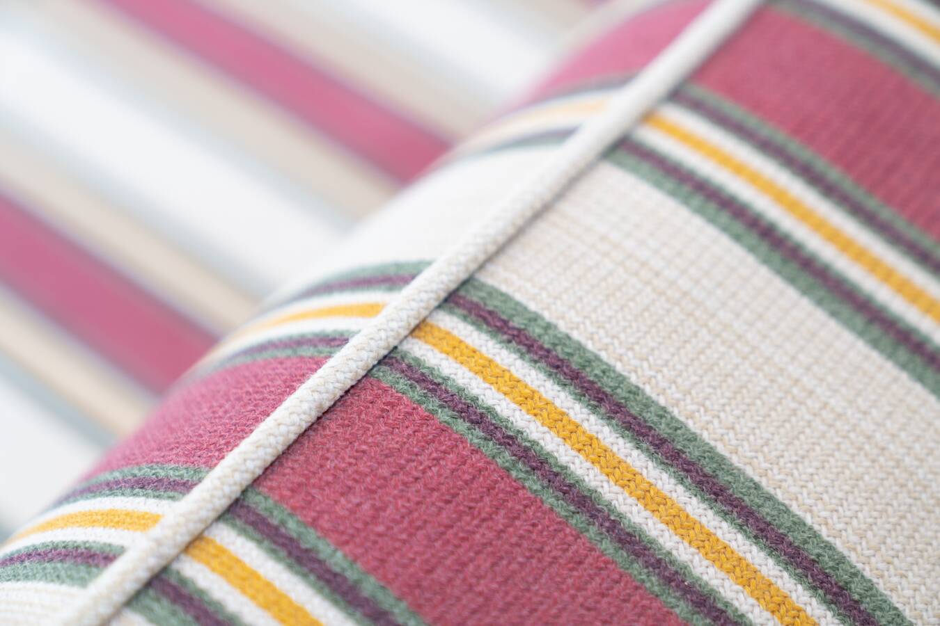 American sofa and armchair in original striped fabric from the 1970s