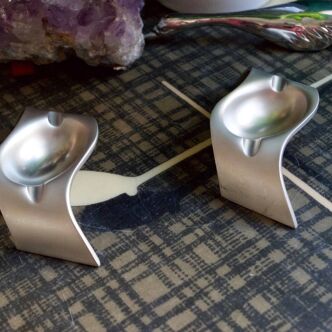 Pair of designer metal ashtrays