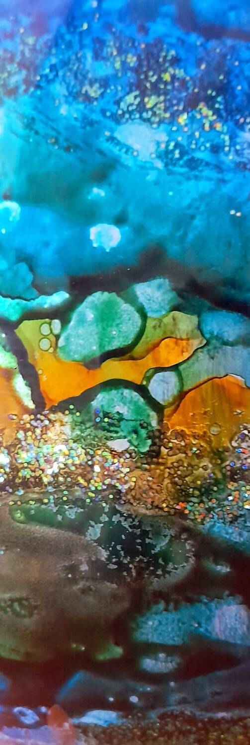Lacquer vase on glass Jean Noël Bouillet 70s