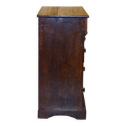 Commode en bois dur flammé victorien XIXe siècle avec tiroir caché