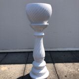 Colonne et cache pot faïence blanche