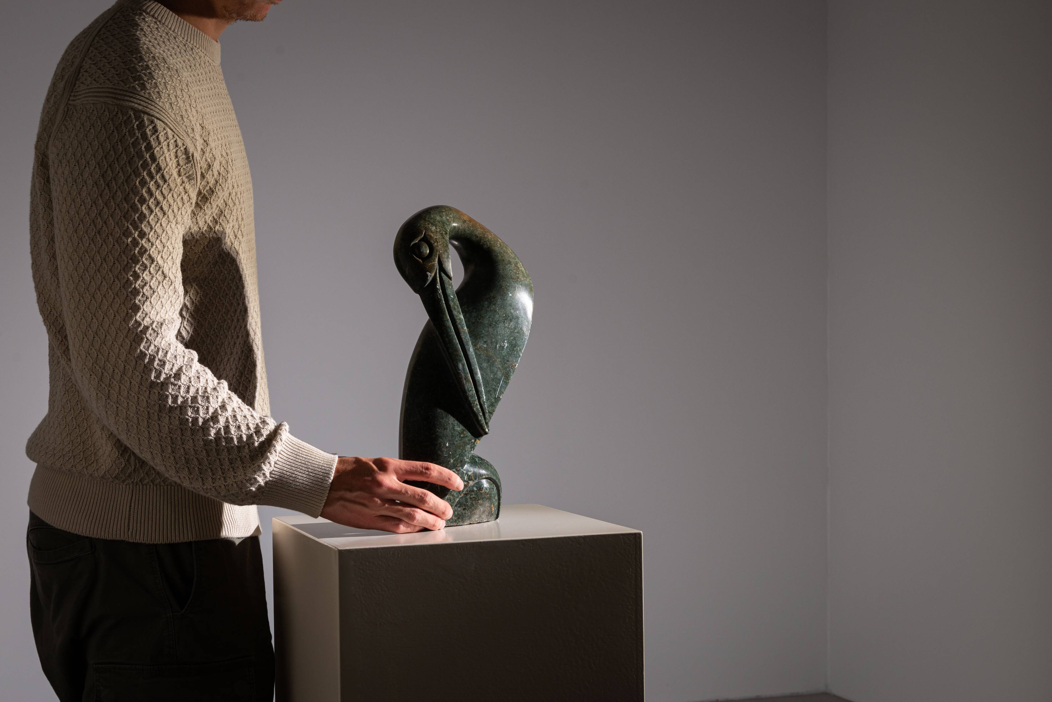 Shona bird sculpture in serpentine stone