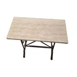 Table d'appoint en fer forgé avec plateau en travertin, années 1900