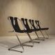 Ensemble de 4 chaises en cuir et chrome des années 1960