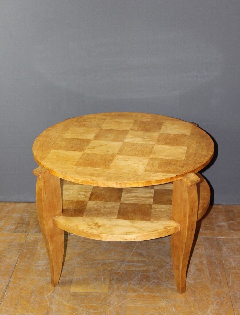Art Deco Period Pedestal Table in Birch From Norway to Two Trays Around 1930
