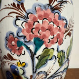 Glazed earthenware vase – floral and bird decoration –