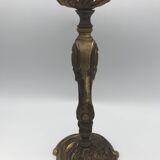 Old gilded bronze lamp base with Louis XV style rocaille decoration