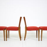 Set of four restored dining chairs model H-214 designed by Jindřich Halabala, 1950's.