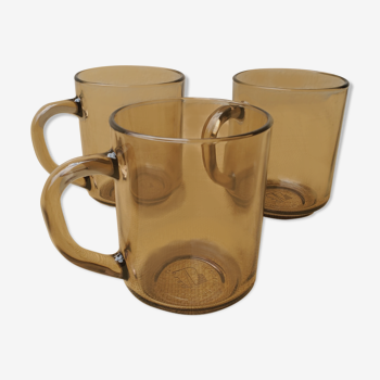 Lot de 3 mugs en verre fumé