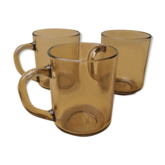 Lot de 3 mugs en verre fumé