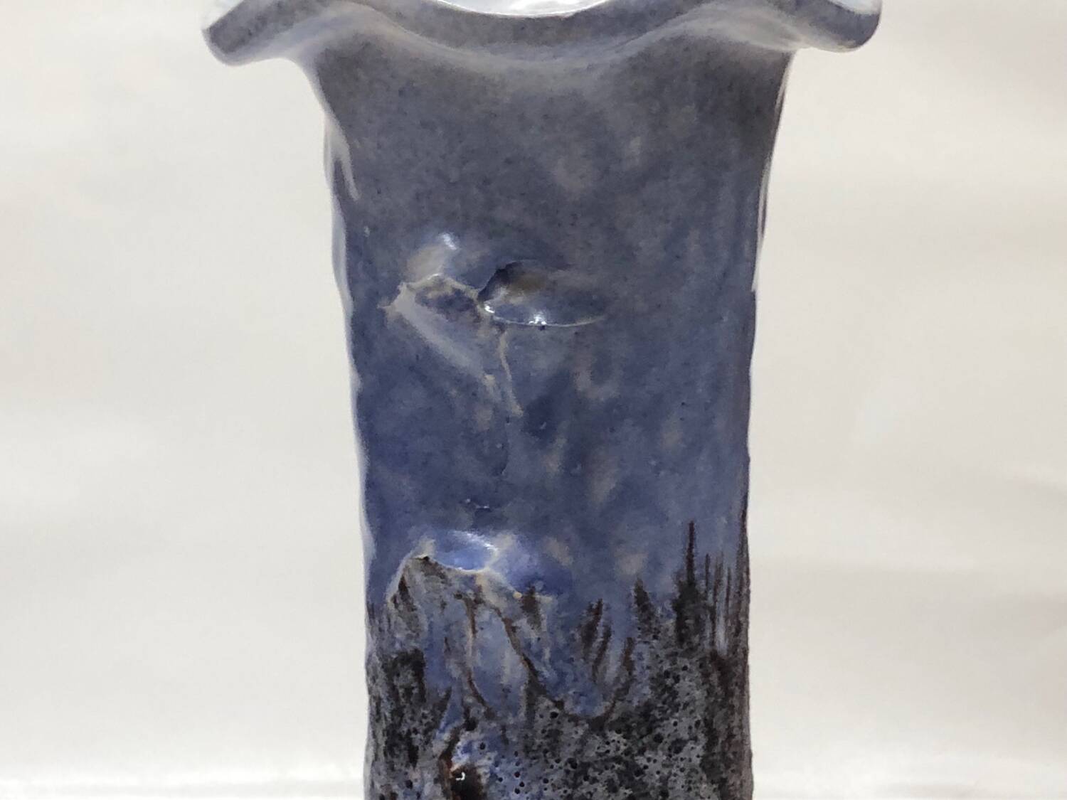 Vase fat lava blue gray Vallauris