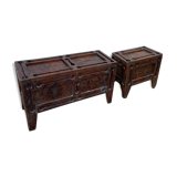 Set of Moroccan cedar wood chests