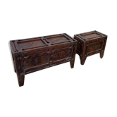 Set of Moroccan cedar wood chests