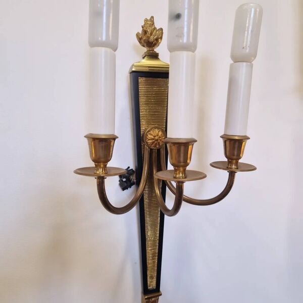 Paire d'Appliques aux flambeaux style Maison Bagués