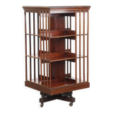 Large Antique Wooden English Book Carousel with Cast Iron Base