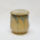 Gilbert Metenier Covered pot in beige and blue art nouveau flamed stoneware