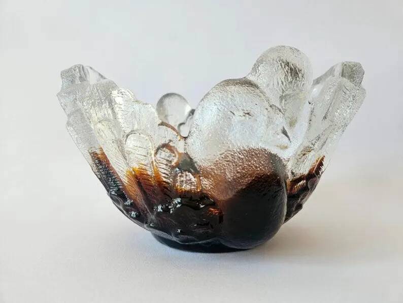Midcentury Pertti Santalahti Glass Bowl, Humppila, Finland, 1960s
