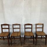 Series of 8 vintage bistro chairs early 20th wood and straw