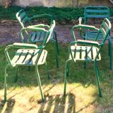 Green Tolix T2 garden chairs, set of 4, France 1950