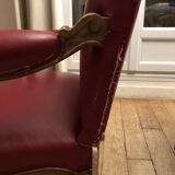 Paire de fauteuils cuir style Louis XV