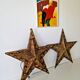 Pair of Vintage Industrial Marquee Star Wall Lights Distressed Gold Finish 1960s